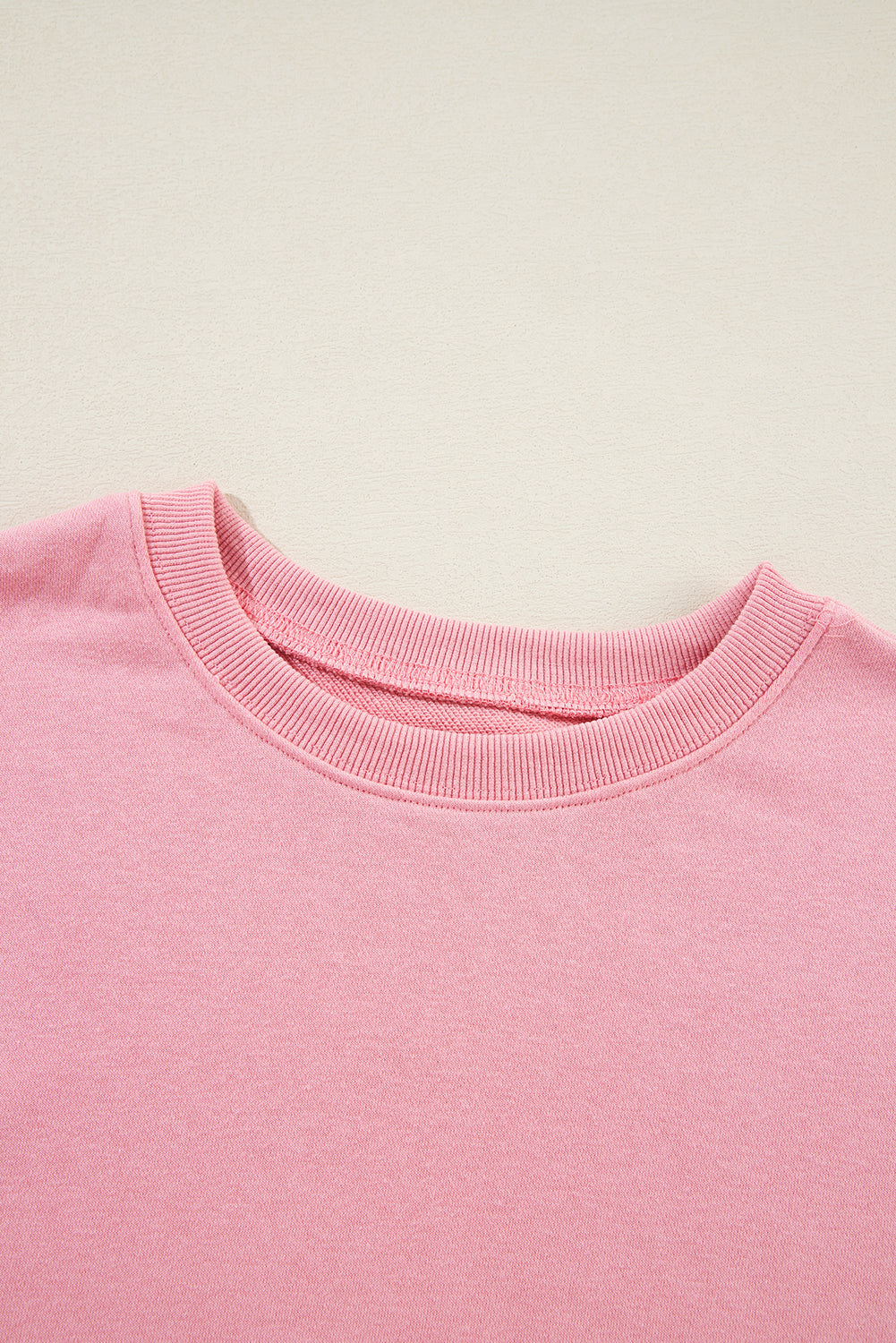 Pink Solid Classic Crewneck Pullover Sweatshirt