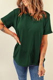 Green Casual Plain Crew Neck Tee