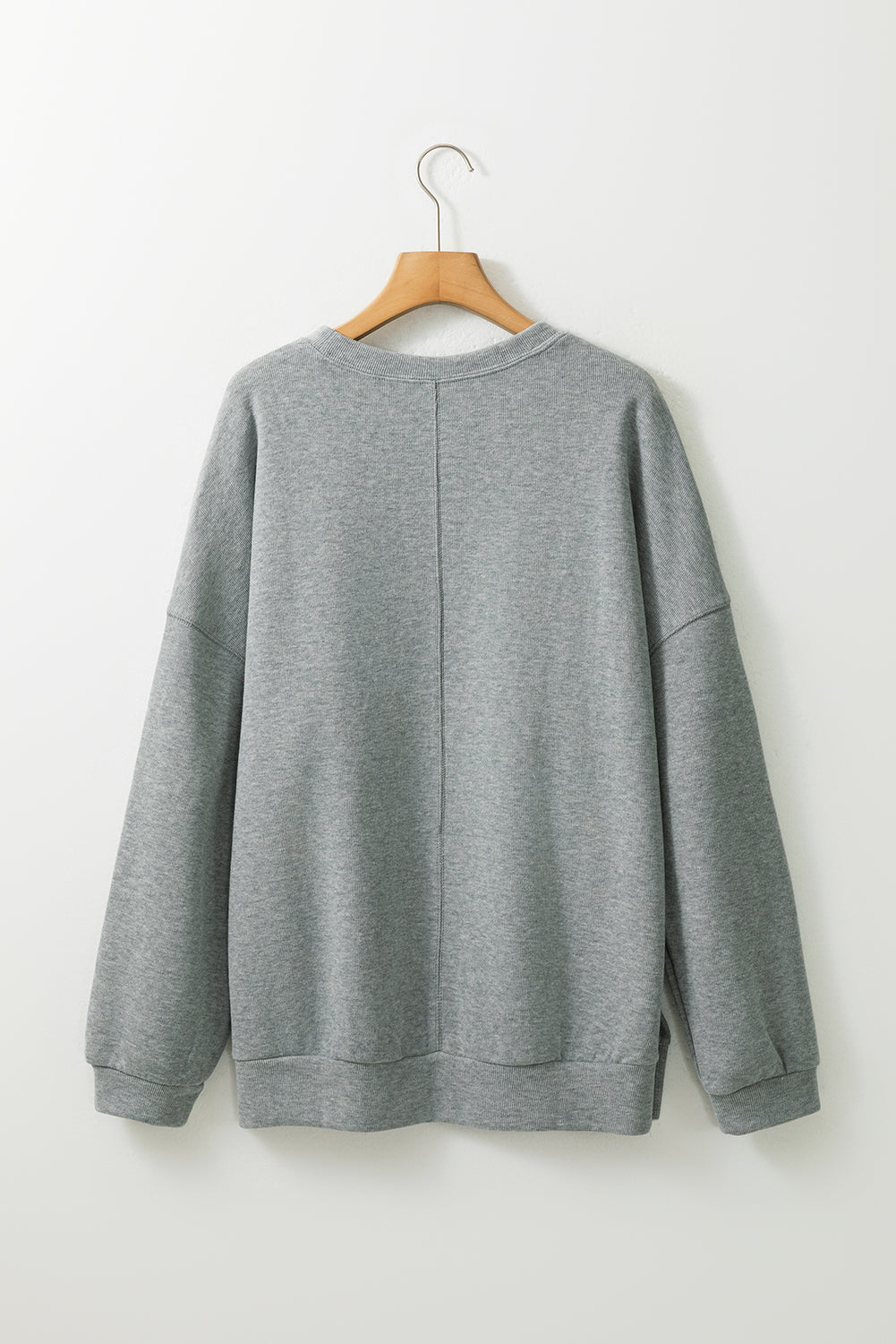 Medium Grey Side Split Drop Shoulder Oversized Sweatshirt