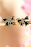 Black Rhinestone Bow Knot Stud Earrings