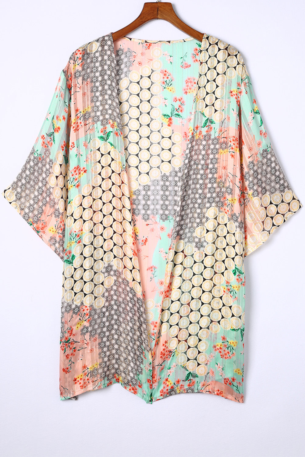 Multicolor Floral Open Sheer Shimmer Kimono