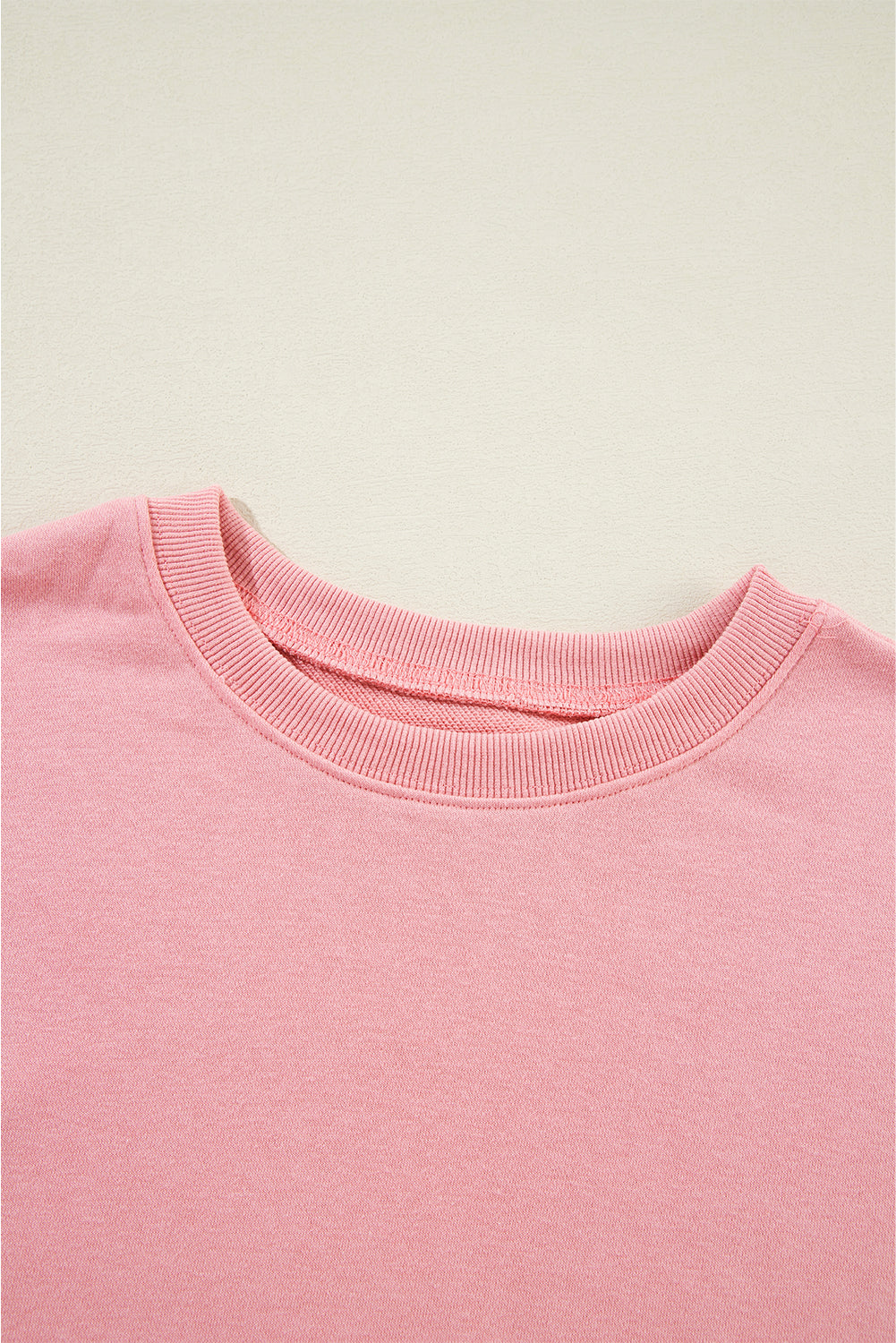 Pink Solid Classic Crewneck Pullover Sweatshirt