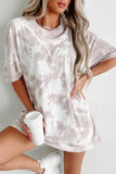 White Tie-dye Round Neck Short Sleeve Top