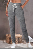 Gray Drawstring Waist Pocketed Joggers