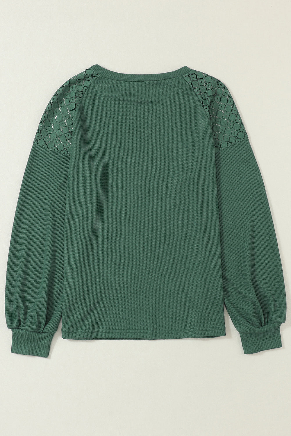 Green Lace Long Sleeve Textured Pullover