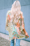 Multicolor Floral Open Sheer Shimmer Kimono