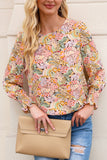 Yellow Puff Sleeve Floral Blouse