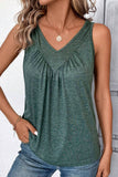 Mist Green V Neck Ruched Tank Top