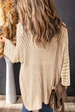 Khaki Hollow-out Bracelet Sleeve Knit Cardigan