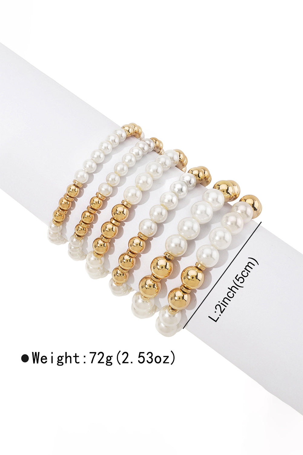 White 5pcs Pearl Plated Beaded Bracelet Set