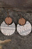 Multicolour Geometric Print Drop Wood Earrings