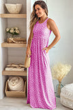 Rose Leopard Print Pocketed Sleeveless Maxi Dress