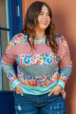 Pink Stripe Plus Size Colorblock Pullover Top