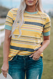 Multicolor Stripes Crew Neck T Shirt