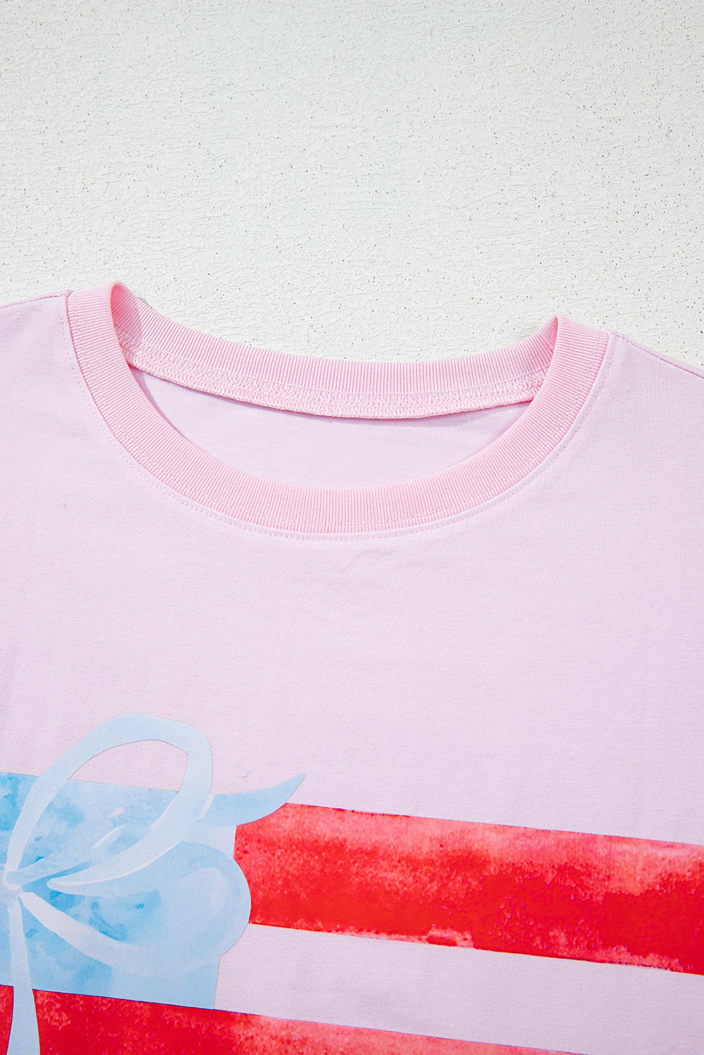 Light Pink Flag Bow Graphic Crewneck Tee