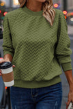 Jungle Green Solid Textured Raglan Sleeve Pullover Sweatshirt