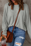 Gray Solid Color Patchwork Long Sleeve Top