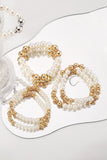 White 5pcs Pearl Plated Beaded Bracelet Set