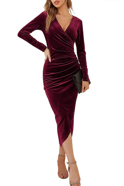 Women Sexy Wrap Dress Elegant Cocktail Dresses