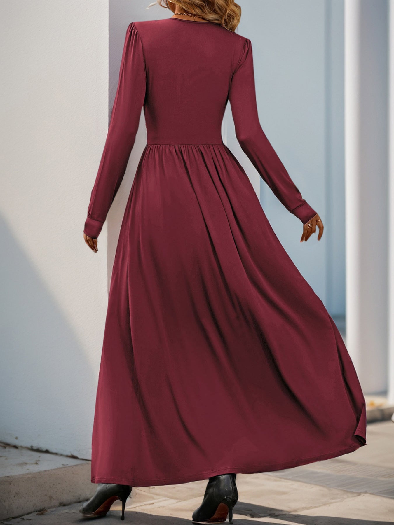 Women Dress V Neck Long Sleeve Dresses