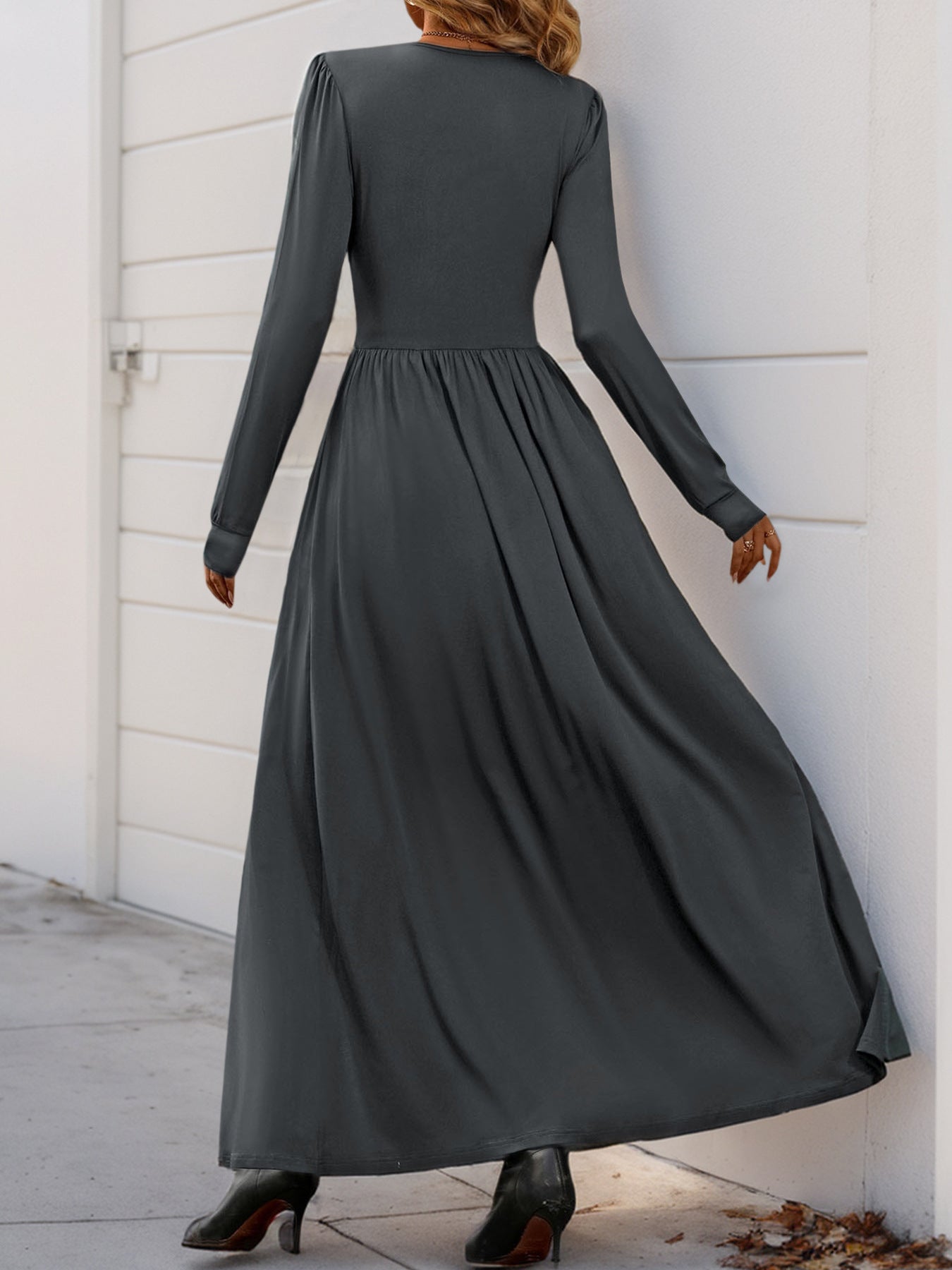 Women Dress V Neck Long Sleeve Dresses