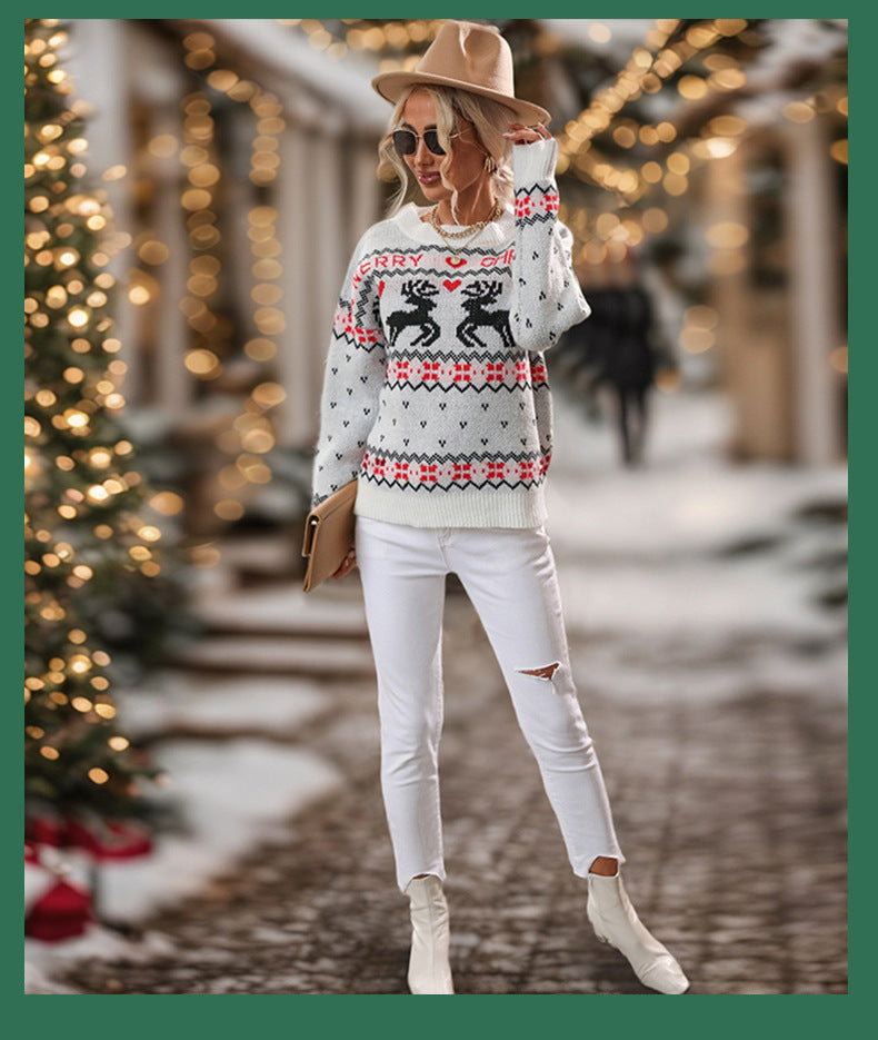 Women Ugly Christmas Tree Knit Sweater Pullover