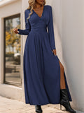 Women Dress V Neck Long Sleeve Dresses