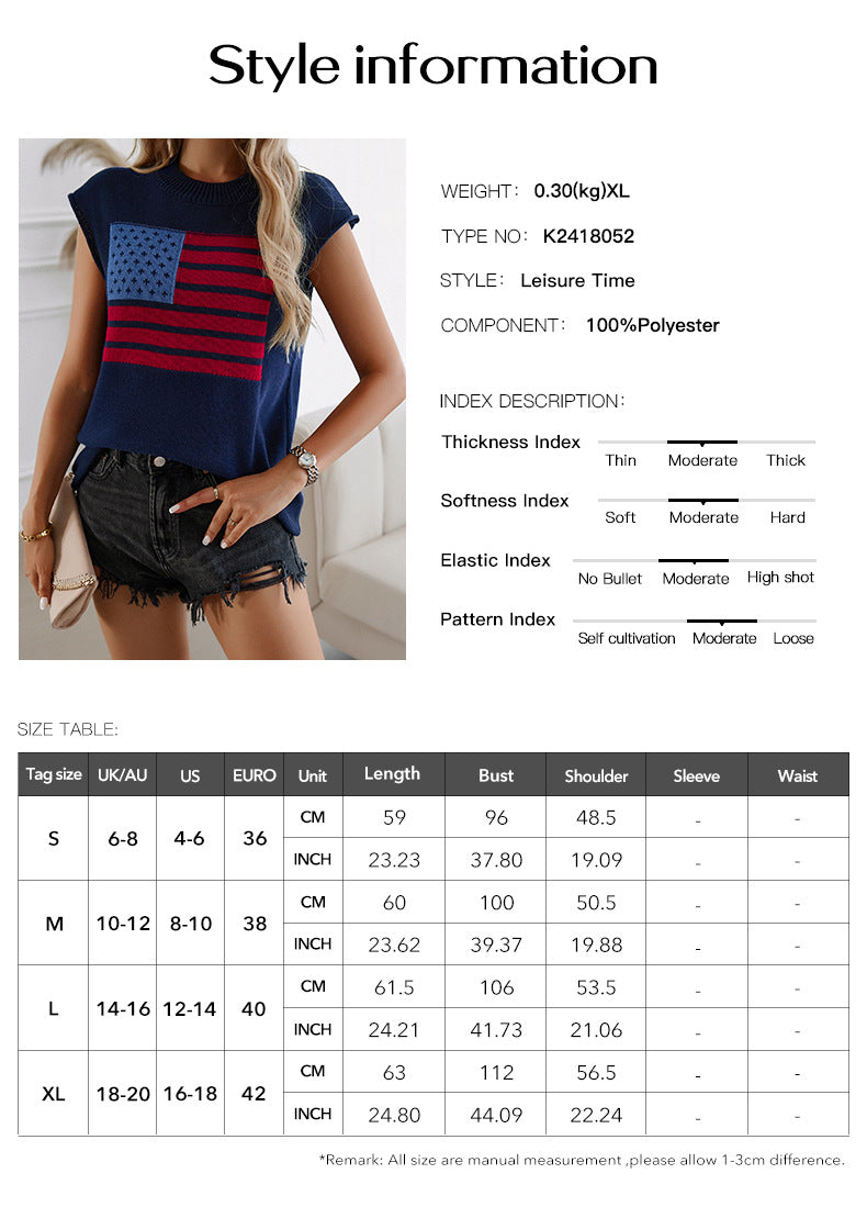 Women's American Flag Graphic Cap Sleeve Vest