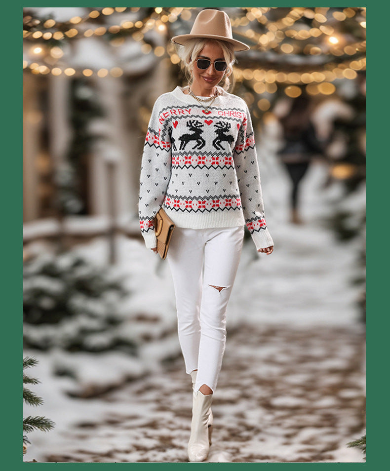 Women Ugly Christmas Tree Knit Sweater Pullover