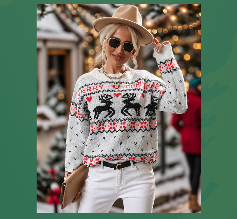 Women Ugly Christmas Tree Knit Sweater Pullover