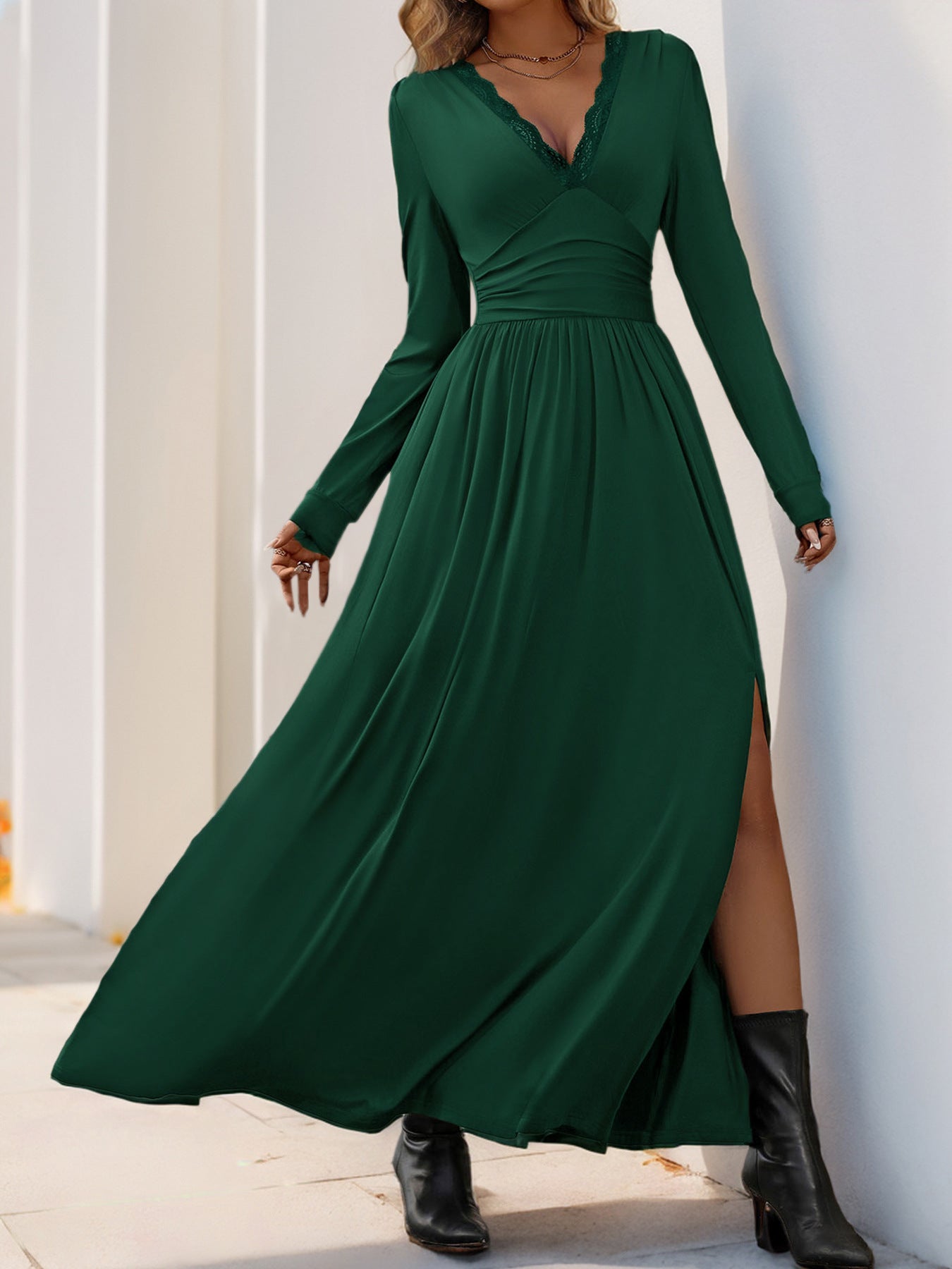 Women Dress V Neck Long Sleeve Dresses