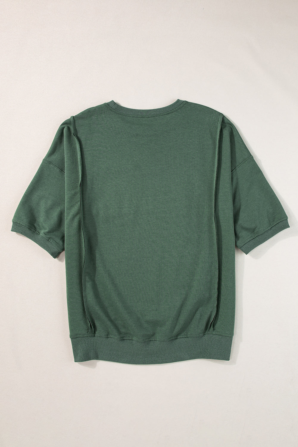 Laurel Green Exposed Seam Chest Pocket Split Loose T Shirt