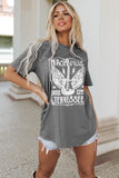 Gray Guitar Slogan Letter Graphic Print Oversized T Shirt