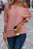 Dusty Pink Textured Knit Long Sleeve Top