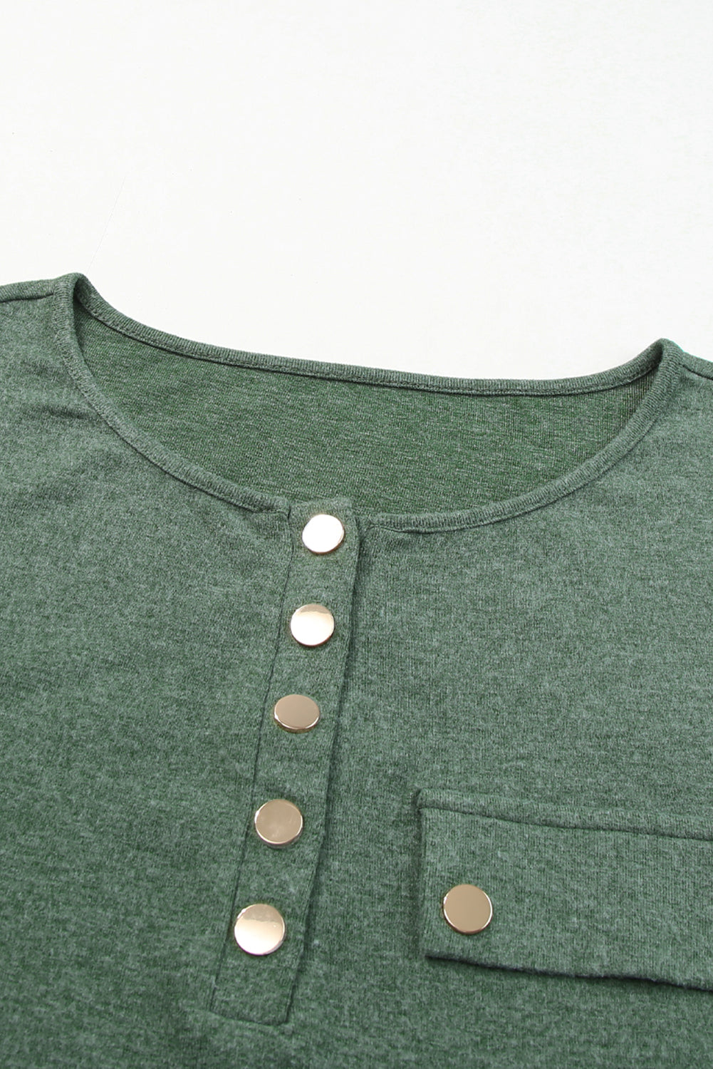 Mist Green Long Sleeve Snap Button Henley Top