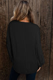 Black Faux Knit Jacquard Puffy Long Sleeve Top