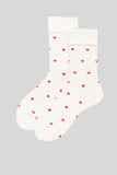 White Valentines Heart Pattern Crew Socks