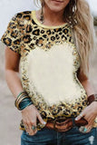 Leopard Bleached O-neck T Shirt