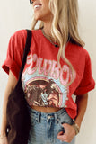 Tomato Red COWBOY Take Me Away Graphic Western Loose Tee