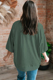 Laurel Green Exposed Seam Chest Pocket Split Loose T Shirt