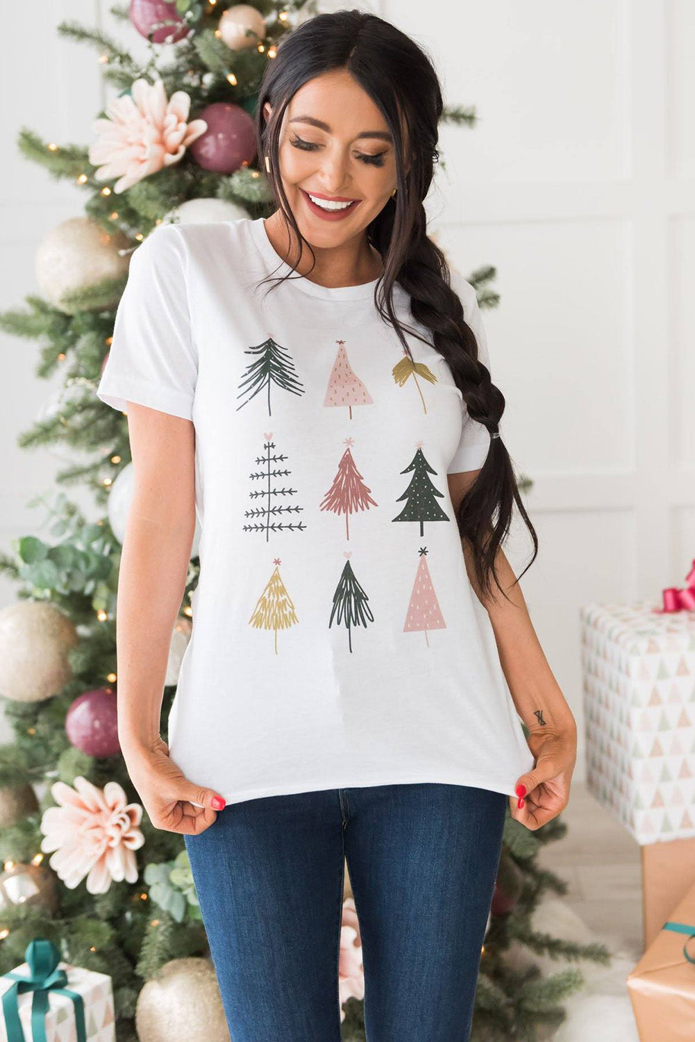 White Christmas Tree Graphic Tee