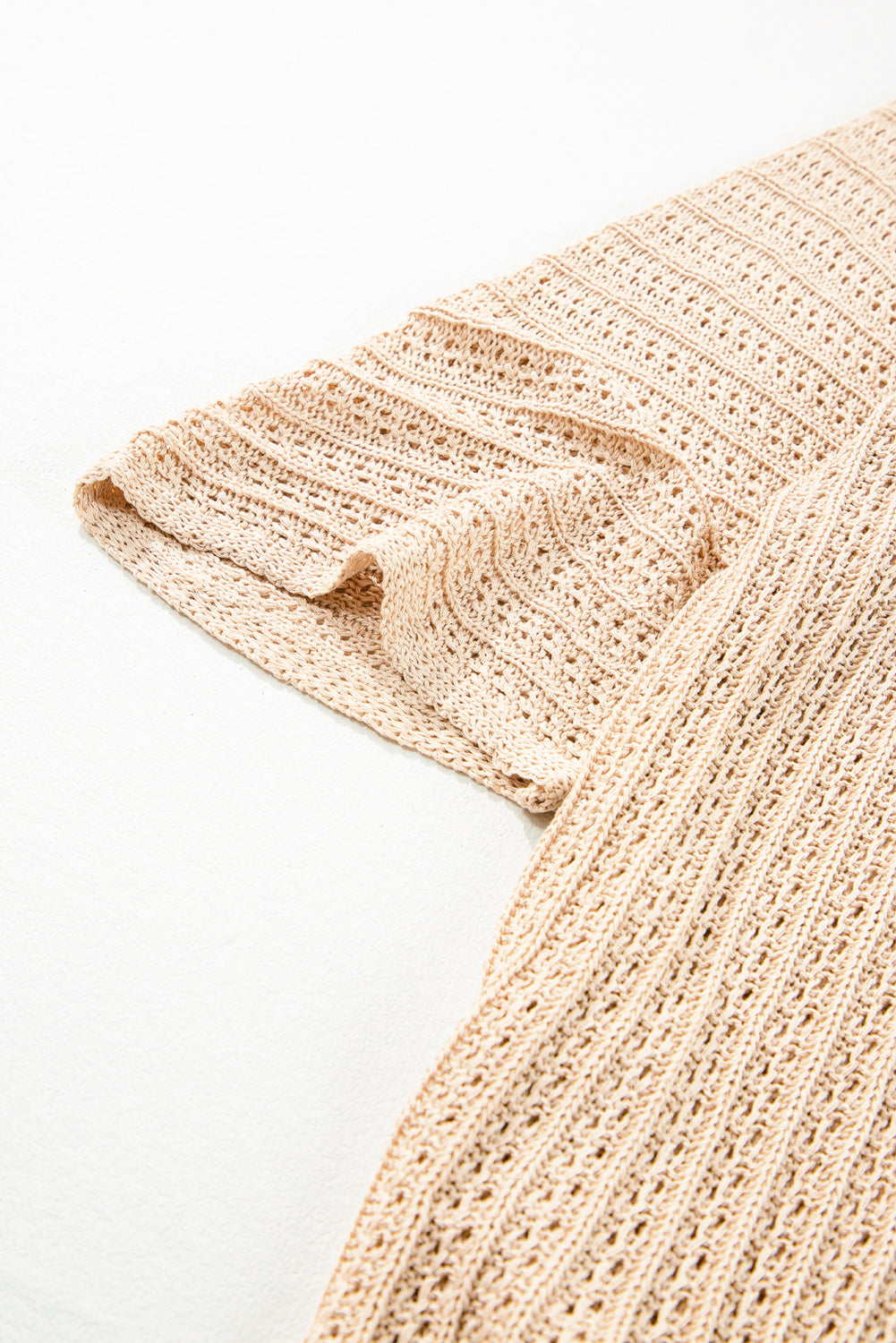 Khaki Hollow-out Bracelet Sleeve Knit Cardigan