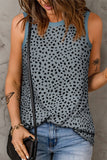 Gray Leopard Print Round Neck Tank Top