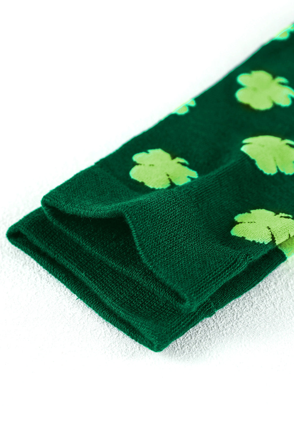 Dark Green St Patricks Clover Print Tube Socks