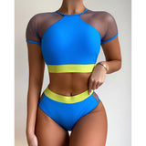 Hoher Taillen-reizvoller Bikini-Patchwork Frauen-Badeanzug